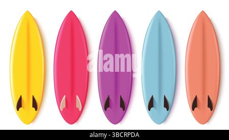 Surfboard Set Design isoliert auf weißem Hintergrund, buntes Surfboard Set, Vektor-Illustration. Stock Vektor