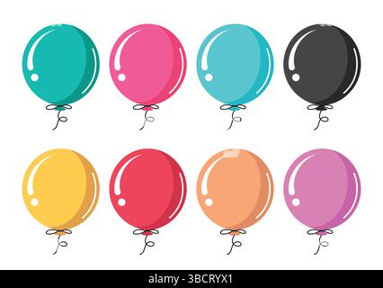 Bunte Ballons für festliche Veranstaltungen und Festlichkeiten. Ballon im Cartoon-Stil. Vektorabbildung. Stock Vektor