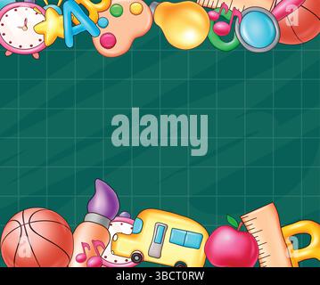 Zurück zur Schule. Zurück zur Schule Text mit Doodle-Element auf Tafel Poster Design, Vektor-Illustration. Stock Vektor