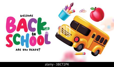Willkommen zurück zur Schule Clipart-Vorlage. Grußtext für die Schule mit Bildungselement Stock Vektor