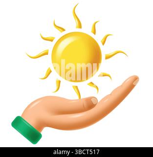 Sun In Open Hand Illustration Vector Design Template. Sonnen- und Handsymbol, Vektorillustration Stock Vektor
