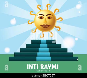 Inti Raymi fest der Sonne Podium Clipart Hintergrund Illustration. Vektorabbildung. Stock Vektor