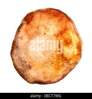 Braunes Handgezeichnetes Aquarell Tropft Rundes Banner Stockfoto