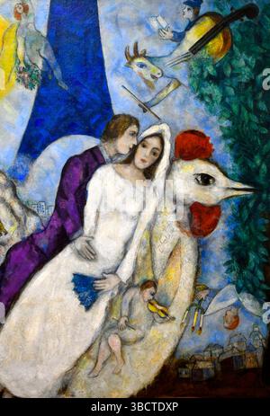Les Mariés de la Tour Eiffel, 1938-1939,Marc Chagall, Georges Pompidou Museum Paris Frankreich. Stockfoto