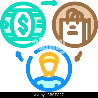 Vektorillustration des Vertriebspartner-Programms mit Farbsymbolen Stock Vektor