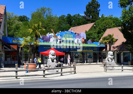 Eingang zum Zoo Beauval in Saint-Aignan sur Cher, Loir-et-Cher, Frankreich. Stockfoto