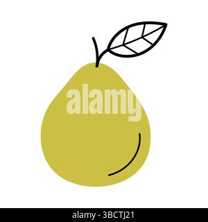 Ganze Pomelo mit Zweig und Blatt. Handgezeichnete Sketch-Ikone mit tropischen Zitrusfrüchten. Isolierte Vektorillustration im Doodle-Line-Stil. Stock Vektor