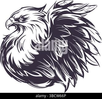 adler, der Kopf eines Adlers, ein großer, schöner Vogel, handgezeichnete Vektor-Illustration. Stock Vektor