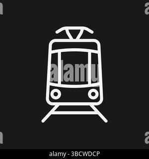 Minimalistisches Straßenbahnsymbol einfache monochrome Vektor-Illustration des öffentlichen Nahverkehrs, Clean Line Art Design ideal für urbane Mobilität, Stadtverkehrskarten Stock Vektor