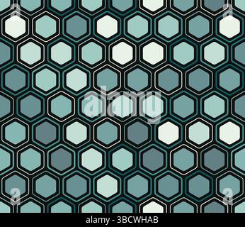 Abstrakter Vektorhintergrund. Geometrische Elemente in unterschiedlichem Stil und Farbe. Wabenzellen. Tileable-Muster. Nahtloser Hintergrund. Stock Vektor