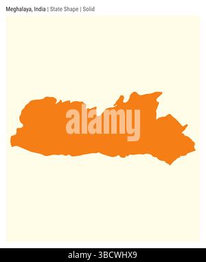 Meghalaya, Indien. Einfache Vektordarstellung. Statusform. Solide Ausführung. Grenze von Meghalaya. Vektorabbildung. Stock Vektor