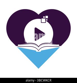 Symbolvorlage für das Design von Buchmedien. Illustration des Logodesigns für das Buchspiel. Stock Vektor