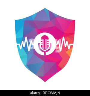 Medizinisches Podcast-Logo mit Herzpuls. Podcast Heartbeat Line Logo Design Vektorvorlage. Stock Vektor