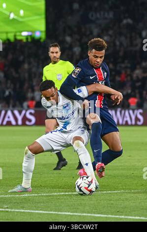 Paris, Frankreich. Mai 2025. Desire Doue (A) während des Ligue-1-Spiels zwischen PSG und AJ Auxerre am 7. Mai 2025. - 17/05/2025 - France/Ile-de-France (Region)/Paris - Julien Mattia/Le Pictorium Credit: LE PICTORIUM/Alamy Live News Stockfoto