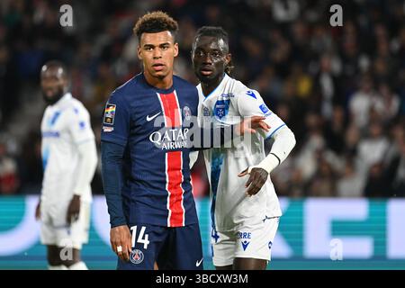 Paris, Frankreich. Mai 2025. Desire Doue (A) während des Ligue-1-Spiels zwischen PSG und AJ Auxerre am 7. Mai 2025. - 17/05/2025 - France/Ile-de-France (Region)/Paris - Julien Mattia/Le Pictorium Credit: LE PICTORIUM/Alamy Live News Stockfoto