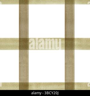 Nahtloses Karomuster. Handgemachte Aquarellillustration. Grün – brauner Käfig für Verpackungen, Textilien, Tapeten, Druck- und Geschenkpapier, für Stockfoto