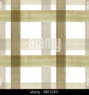 Nahtloses Karomuster. Handgemachte Aquarellillustration. Grün – brauner Käfig für Verpackungen, Textilien, Tapeten, Druck- und Geschenkpapier, für Stockfoto