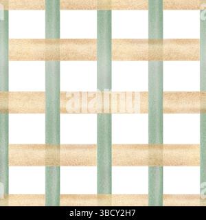 Nahtloses Karomuster. Handgemachte Aquarellillustration. Ein grün-brauner Käfig in einer Bindung. Für Verpackungen, Textilien, Tapeten und Verpackungspapier Stockfoto