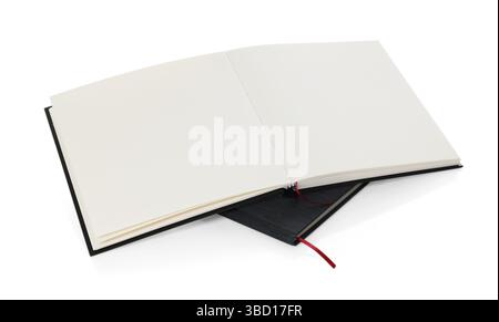 Zwei elegante Hardcover-Notebooks, isoliert auf weiß Stockfoto