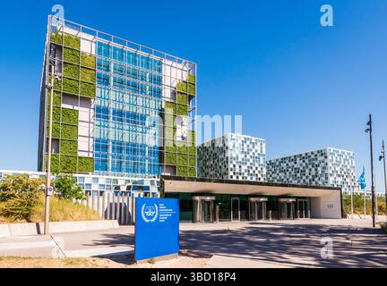 Eingang des Sitzes des Internationalen Strafgerichtshofs (IStGH) in den Haag, Niederlande Stockfoto