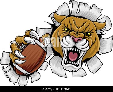 Cougar Panther Mountain Lion Puma Football Maskottchen Stock Vektor