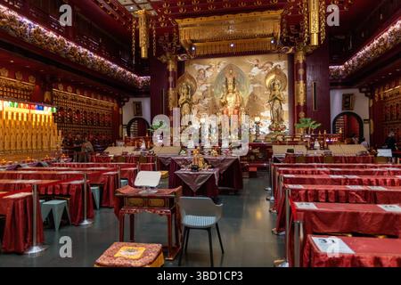 Buddha Tooth Relic Temple Gebäude von innen in Singarope Chinatown Stockfoto