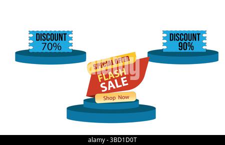 Banner für Flash-Sonderangebote mit 70 % und 90 % Rabatt – Grafik jetzt kaufen Stock Vektor