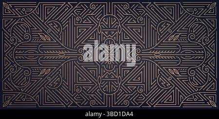 Vektorlinie Art Deco gatsby Muster, goldener geometrischer Hintergrund, moderne Textur Premium elegante Illustration. Prestige abstrakte Vintage-Mode Stock Vektor