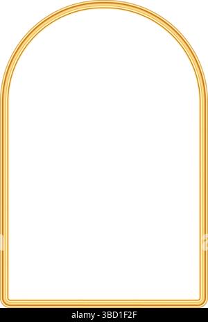 Goldener, glänzender Bogenrahmen. Luxuriöser dekorativer Bogenrahmen im orientalischen Stil. 3D-Element für Hochzeitseinladung, große Eröffnung, Grußkarte, Zertifikat Stock Vektor