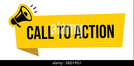 Megaphon mit Call-to-Action-Sprechblase. Lautsprecher. Banner für Unternehmen, Marketing und Werbung. Vektorgrafik Stock Vektor