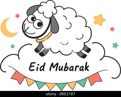 EID ul Adha 2025 Vektor-Grafiken - Islamisches Festival Bakra Eid Mubarak Vektor Design Elemente und Ziege / Schaf Vektor Illustration Stock Vektor