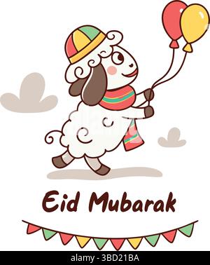 EID ul Adha 2025 Vektor-Grafiken - Islamisches Festival Bakra Eid Mubarak Vektor Design Elemente und Ziege / Schaf Vektor Illustration Stock Vektor