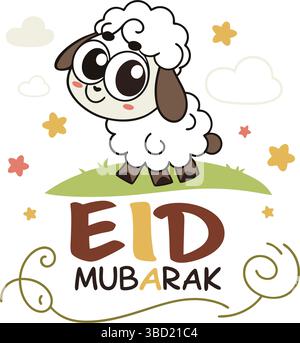 EID ul Adha 2025 Vektor-Grafiken - Islamisches Festival Bakra Eid Mubarak Vektor Design Elemente und Ziege / Schaf Vektor Illustration Stock Vektor