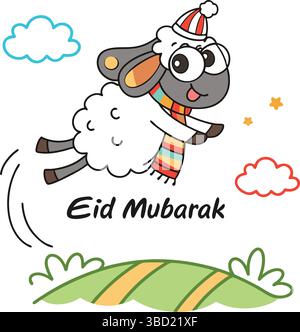 EID ul Adha 2025 Vektor-Grafiken - Islamisches Festival Bakra Eid Mubarak Vektor Design Elemente und Ziege / Schaf Vektor Illustration Stock Vektor