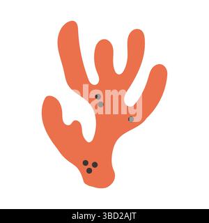 Einfache rote Koralle isoliert auf weißem Hintergrund. Meeresthema, Designelement, Dekoration von Wasserunterhaltungsplätzen, Parks, Stränden. Stock Vektor