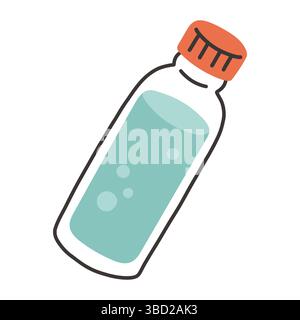 Hand gezeichnete flache Vektor-Wasserflasche Zeichnung isoliert auf weißem Hintergrund. Einfaches Konstruktionselement. Stock Vektor