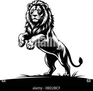 Auffällige schwarze Silhouette eines stehenden Löwen in der Profilansicht – Vektor-Illustration, Wildlife Art, Tierdesign Stock Vektor