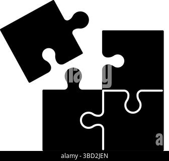 Einfaches Zeichnungssymbol für verbundene Puzzleteile für Bildung und Problemlösung, Vektorillustration Stock Vektor
