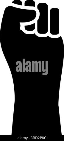 Anti-Feminismus männliches Symbol Zeichen erhöhte Faust Icon schwarze Farbe Vektor Illustration Bild flach Stil einfach Stock Vektor