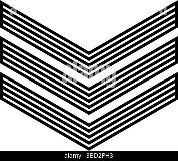 Armee Chevron Militär Rang Insignia Abzeichen Symbol Zeichen Kleinoffizier Icon Schwarz Farbe Vektor Illustration Bild flach Stil einfach Stock Vektor