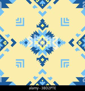 Geometrisches nahtloses Muster des indianischen Stammes mit Sommerfarben für Stoff, Teppich und Tapeten, Vektor und Illustration Stock Vektor
