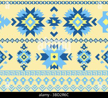 Geometrisches Stammesmuster im amerikanischen Stil, perfekt für Sommerkleidung und Hintergründe, Vektor und Illustration Stock Vektor