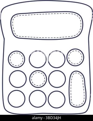 Umrisssymbol des Taschenrechners auf weißem Hintergrund. Stock Vektor