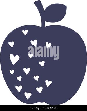 Schwarzes Apple-Silhouettensymbol auf weißem Hintergrund. Stock Vektor