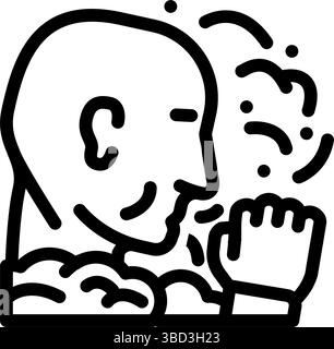 Person Husten verschmutzte Luft Verschmutzungslinie Symbol Vektor Illustration Stock Vektor