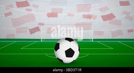 Marokkanische Fußballarena voller Fans mit Nationalflaggen, Illustration für Sportereignisse. Ideal für den Einsatz bei Sportveranstaltungen und Designs mit Fußballmotiven Stock Vektor