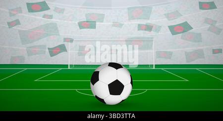 Bangladeshi Football Arena voller Fans mit Nationalflaggen, Illustration für Sportereignisse. Ideal für Sportveranstaltungen, Fußball-Design Stock Vektor