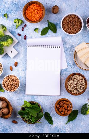 Sortierung pflanzlicher veganer Proteinprodukte Stockfoto