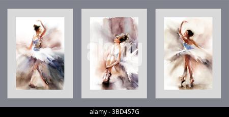 Die Ballerina spielt Tanz oder sitzt in Kleidung für Balletttheater oder Tanzwettbewerbe auf dem Boden Stock Vektor