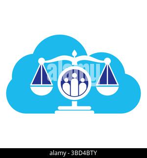 Justice People Logo Design Vektor. Design mit Symbolen für Anwaltskanzleien und Personen. Stock Vektor